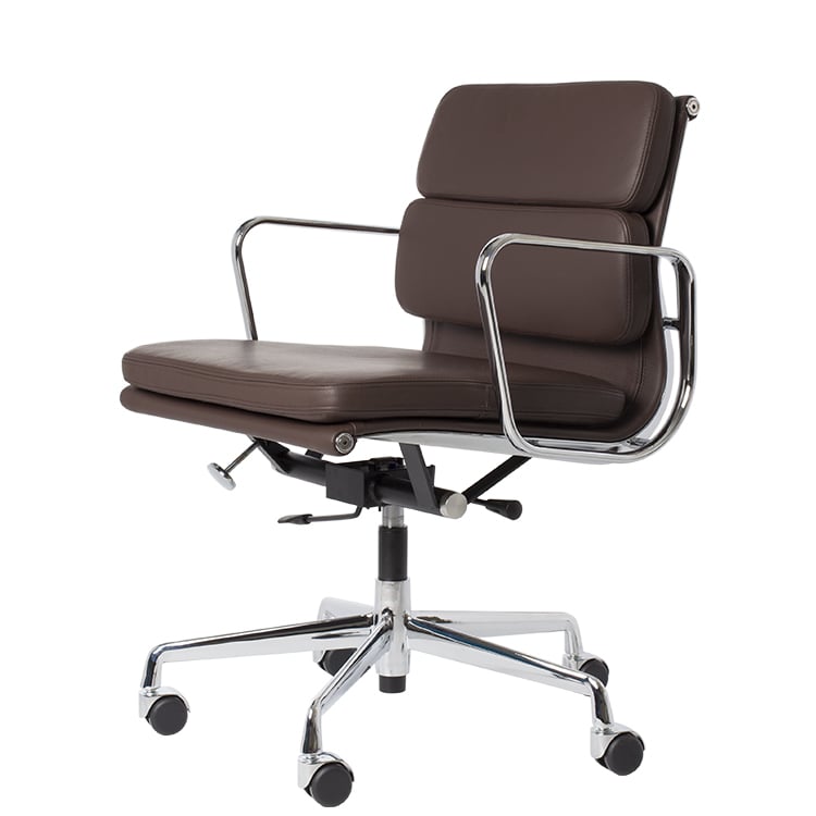 Charles Eames style, Krzesło biurowe EA217 Skóra brązowy