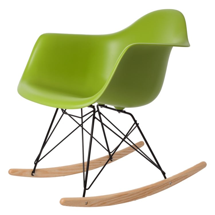 Charles Eames style, Bujane RAR Czarna rama PP zielony