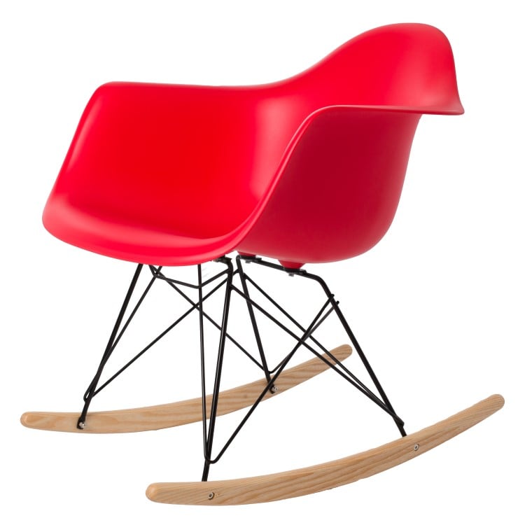Charles Eames style, Bujane RAR Czarna rama PP czerwony