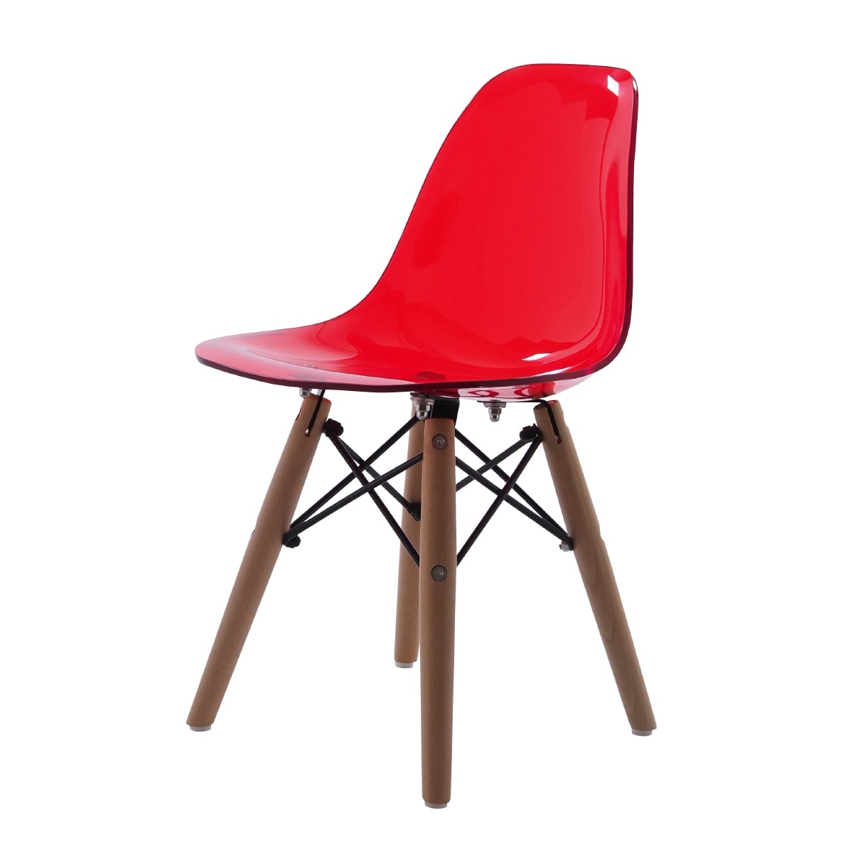 Charles Eames style, Krzesełko dla dziecka DSW Junior przezroczysta czerwień