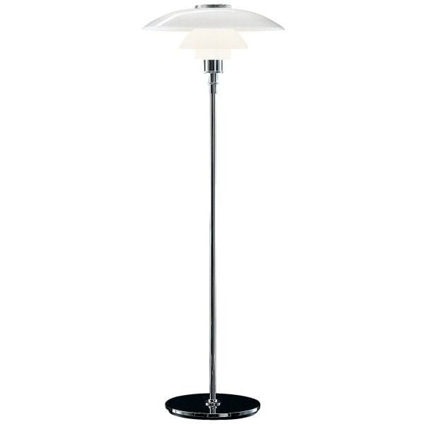 Poul Henningsen style, Lampy podłogowe DPH 3/2 large Szkło chromowane białe
