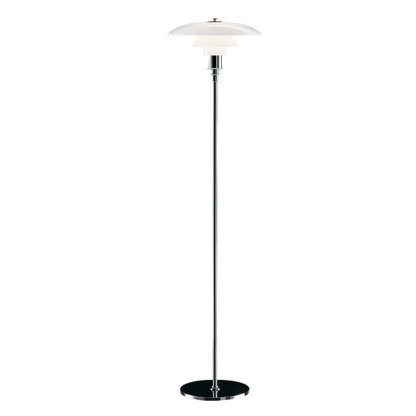 Poul Henningsen style, Lampy podłogowe DPH 3/2 małe Szkło chromowane białe