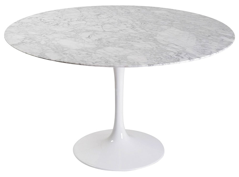 Eero Saarinen style, Stół jadalny Tulipan Stół 120cm Top Marmur biały Podstawa biały
