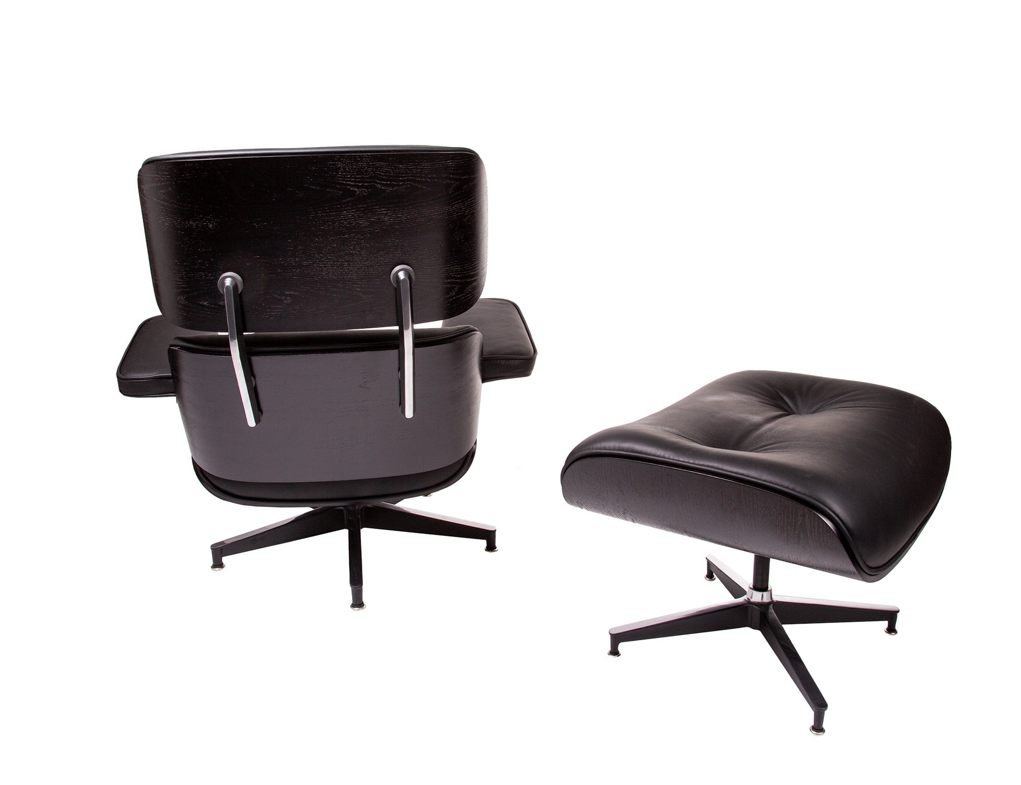 Charles Eames style, Krzesło pokładowe z taboretem EA670 XL czarny czarny Czarna podstawa