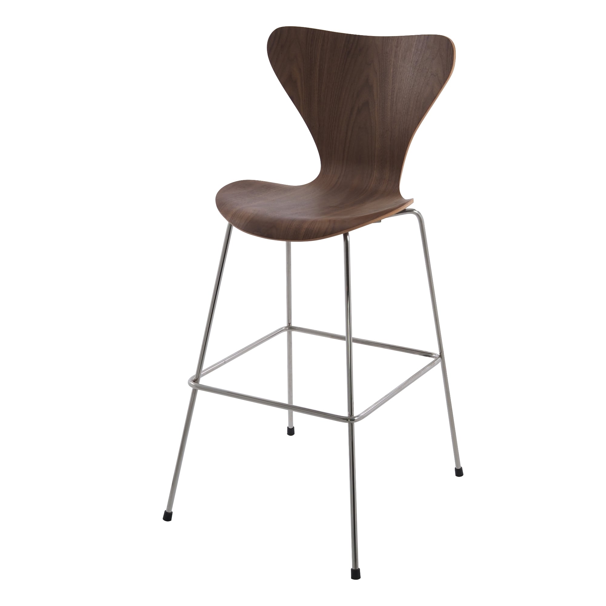 Arne Jacobsen style, Krzesło barowe Motyl serii 76cm Orzech